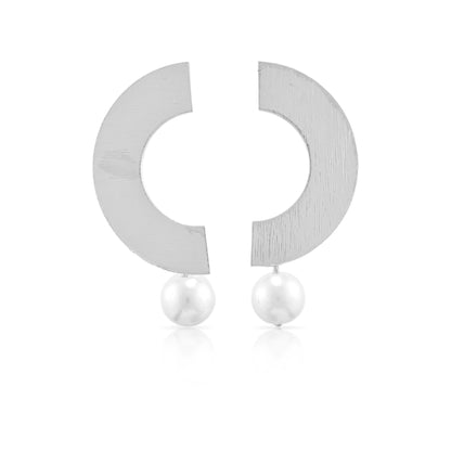 Half Moon Pearl Stud Earrings