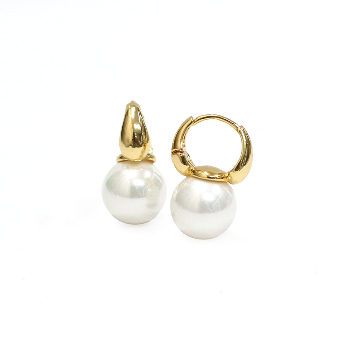 Pearl Echo Drops Hoops Earrings