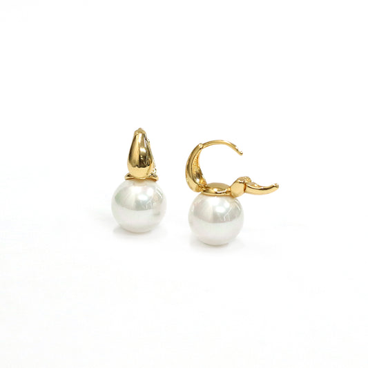 Pearl Echo Drops Hoops Earrings