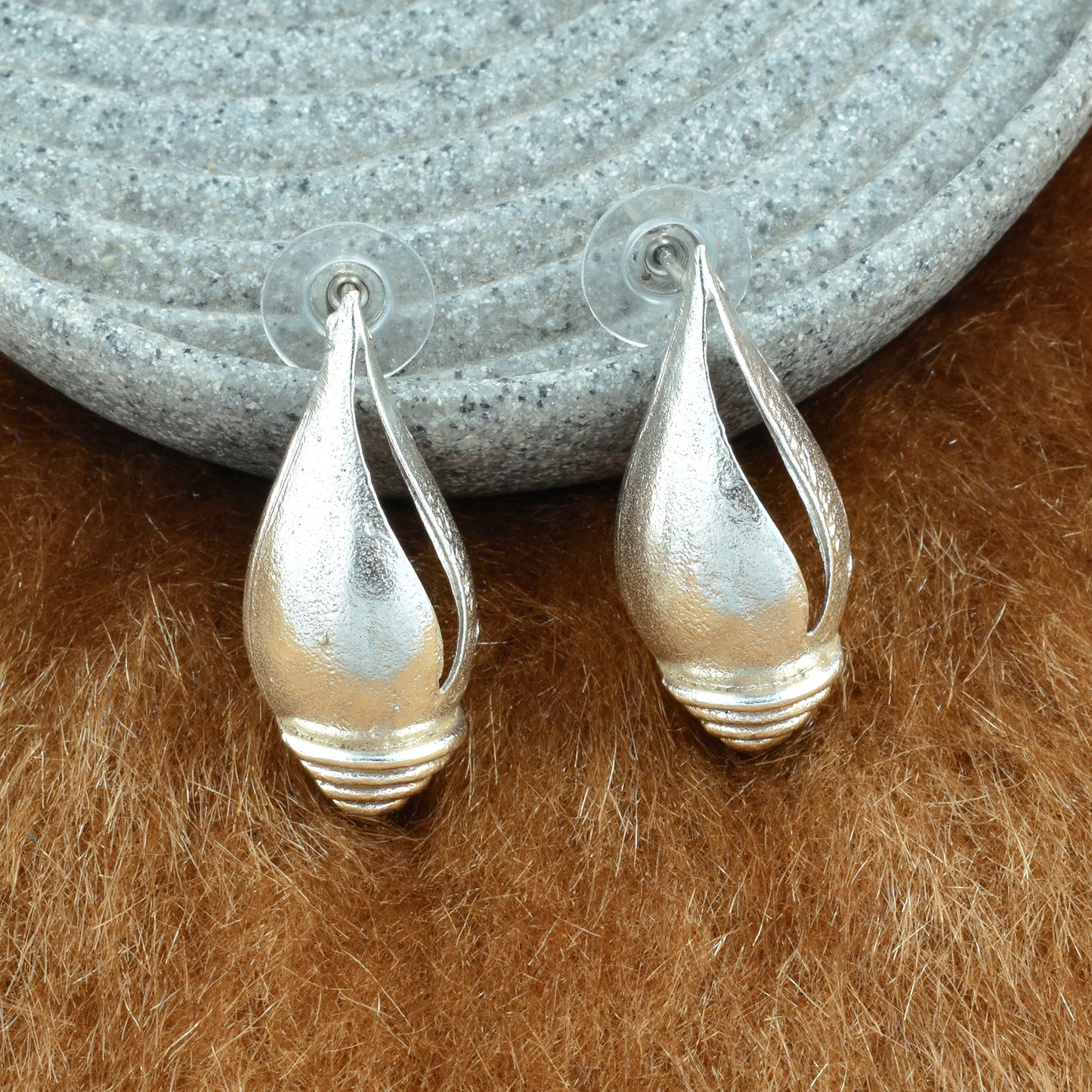 Silver Shell Stud Earrings