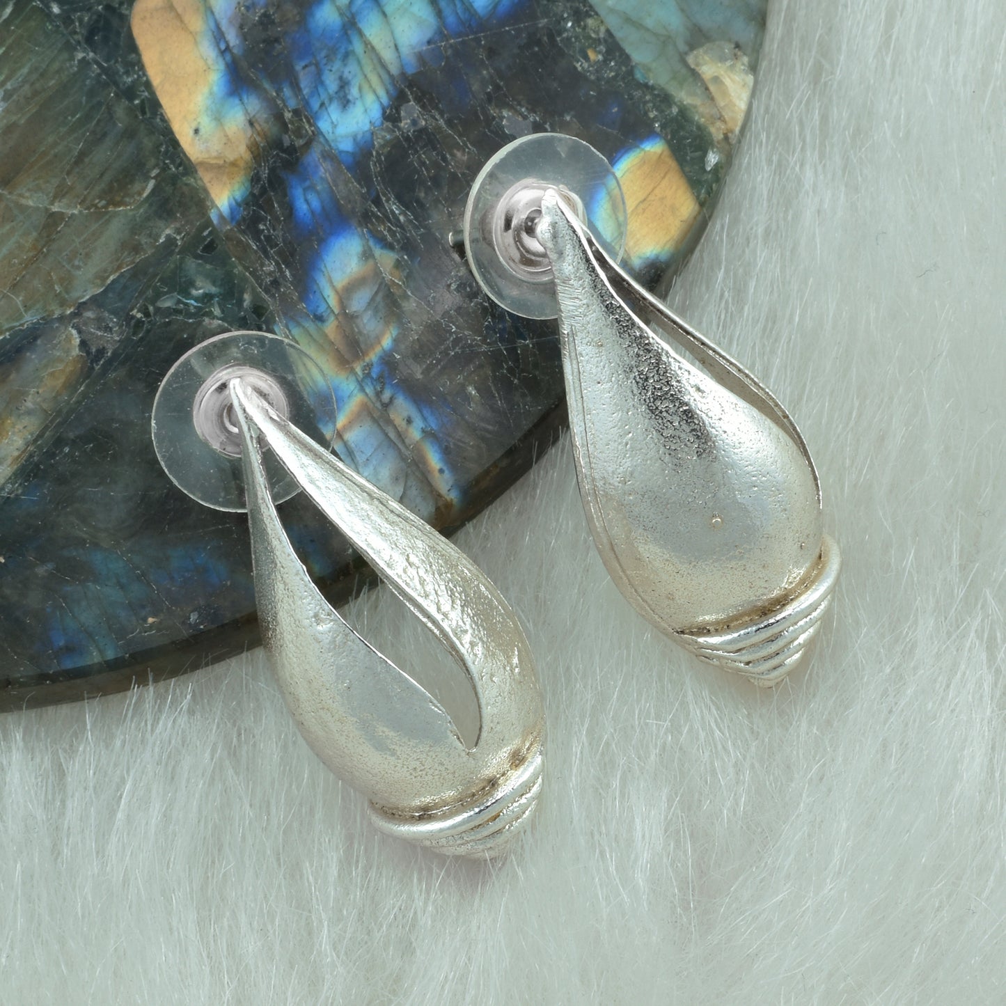 Silver Shell Stud Earrings