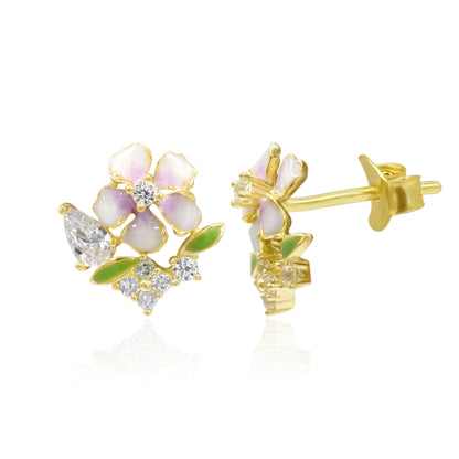 Dainty Daisy Silver Stud Earrings