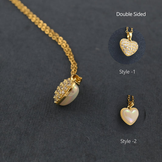Sparkling Heart Reversible Necklace