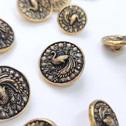 Peacock Bloom Button