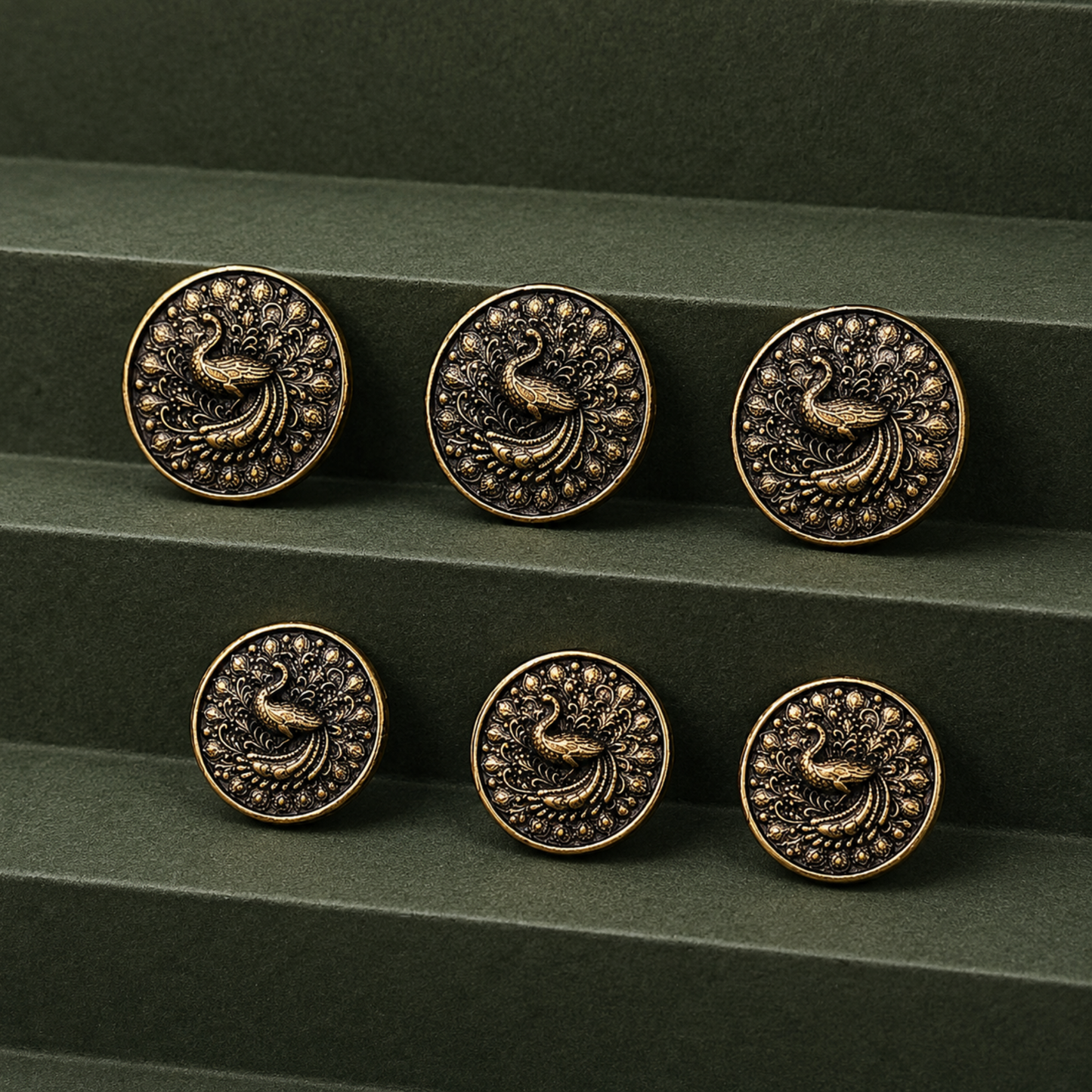 Peacock Bloom Button
