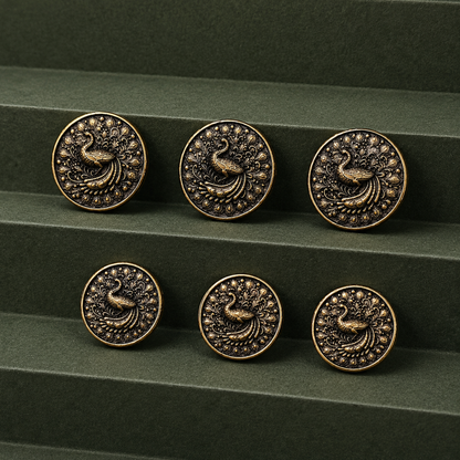 Peacock Bloom Button