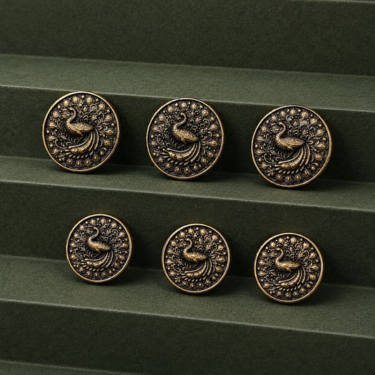 Peacock Bloom Button