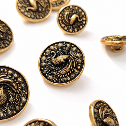 Peacock Bloom Button