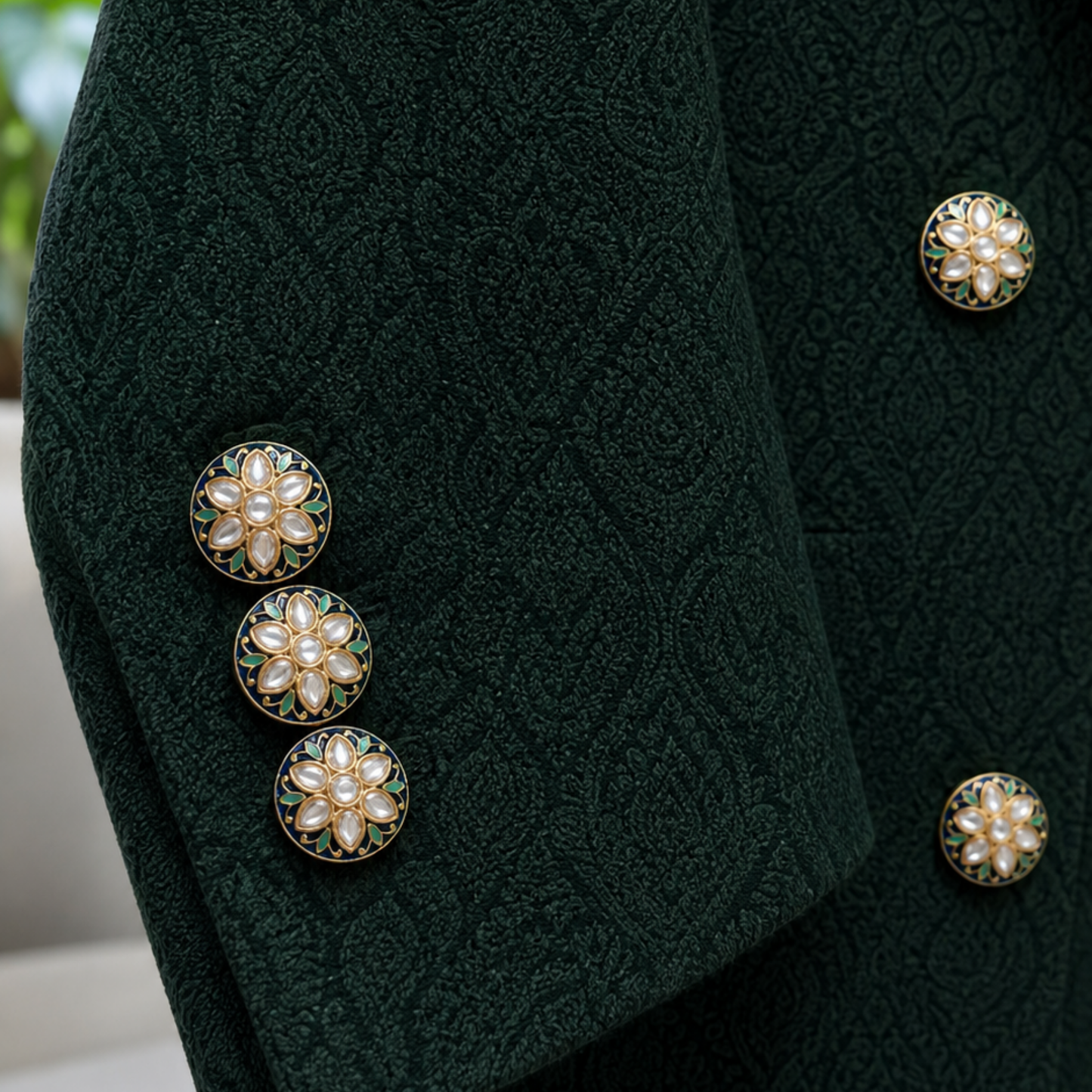 Kundan Floral Button