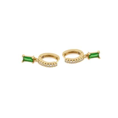 Emerald Charm Hoops Earrings