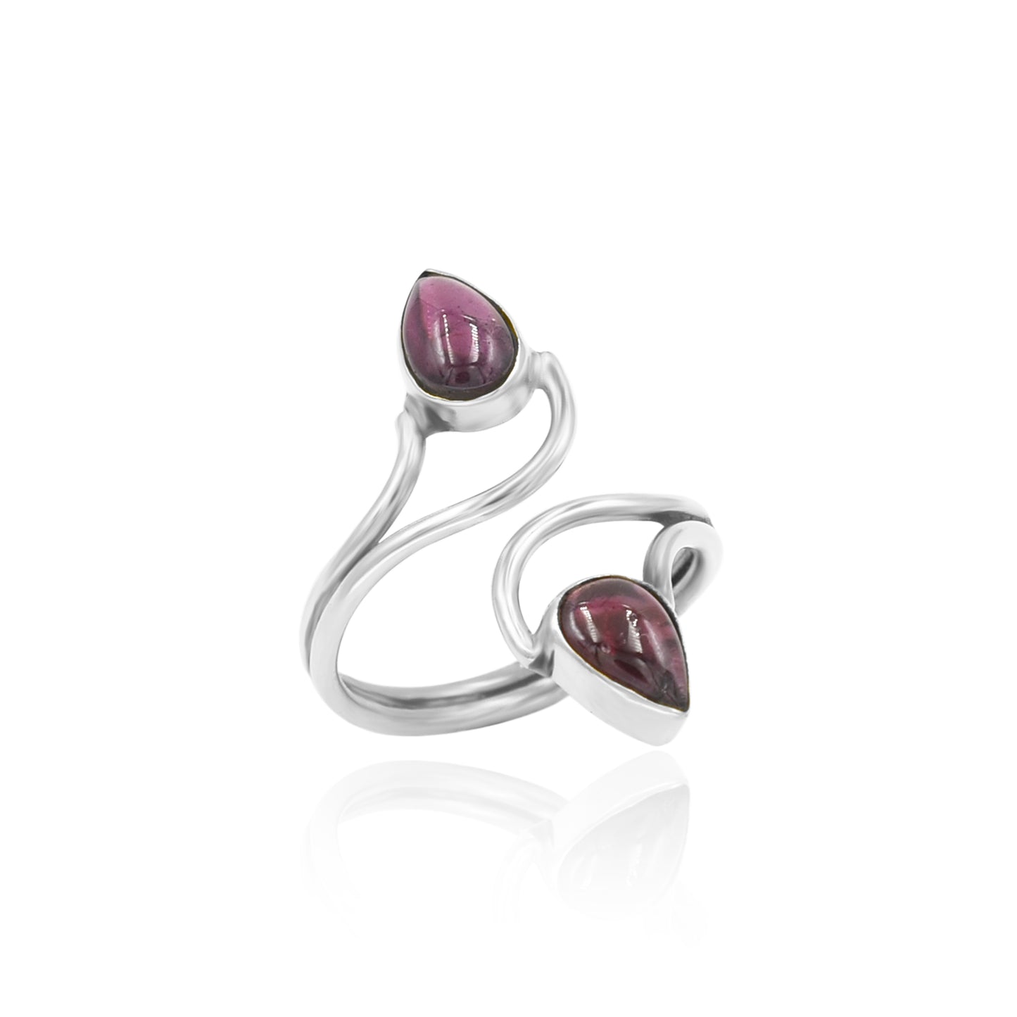 Rhodolite Garnet Double Pear Ring