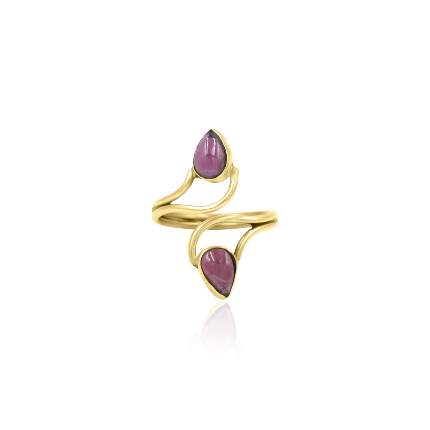 Rhodolite Garnet Double Pear Ring