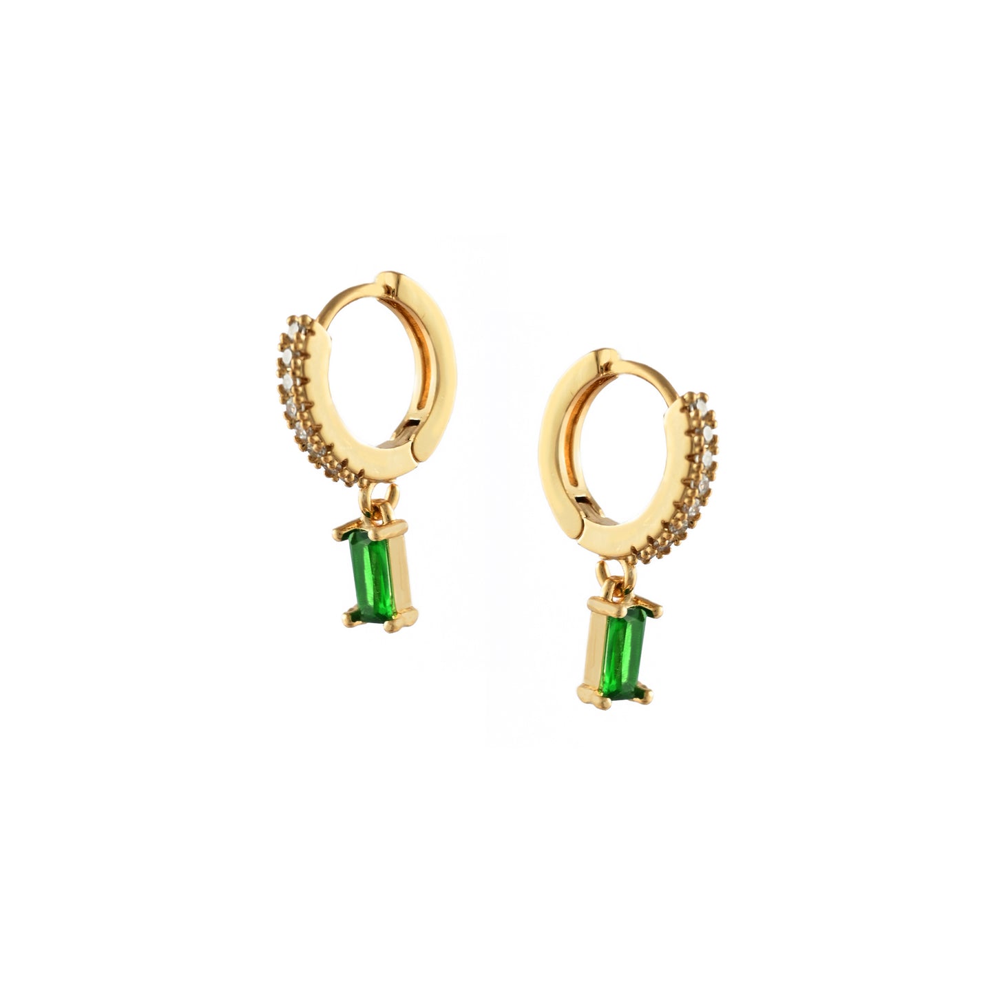 Emerald Charm Hoops Earrings
