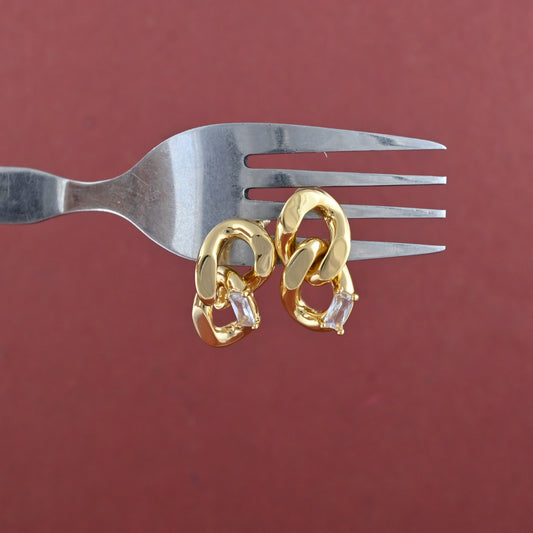 Gilded Links Stud Earrings