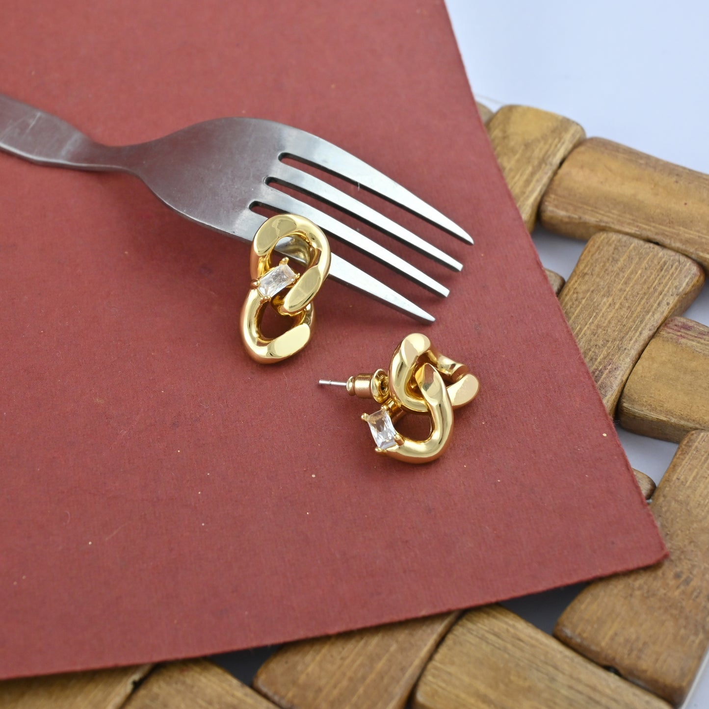 Gilded Links Stud Earrings