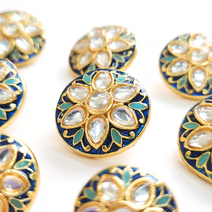 Kundan Floral Button