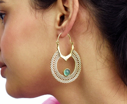 Onyx In Treasure Hoop Earrings