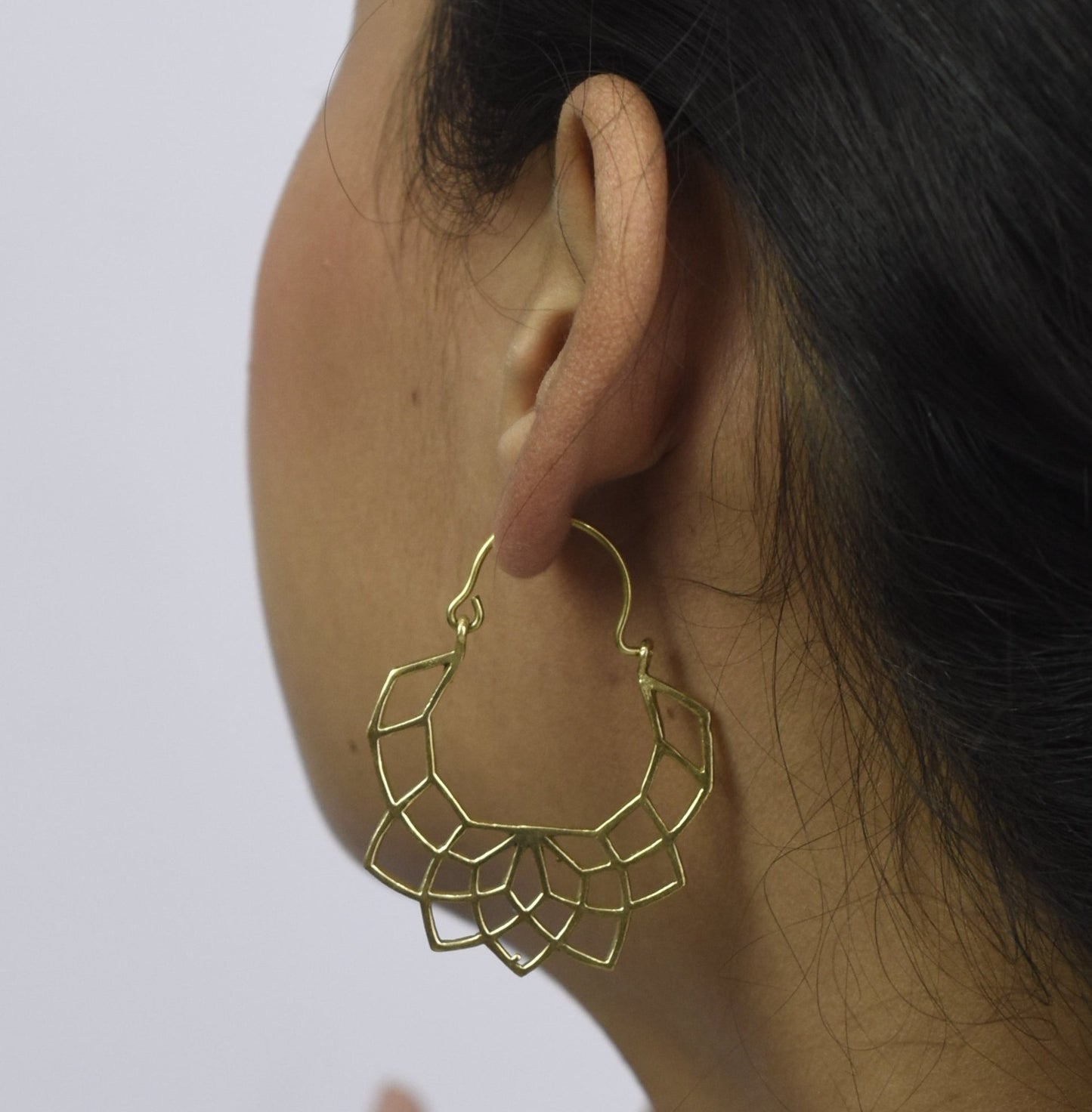 Lotus Blossom Hoop Earrings