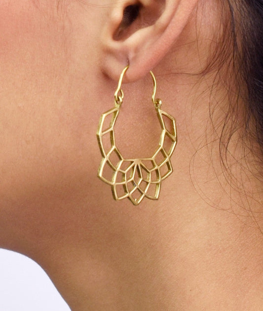 Lotus Blossom Hoop Earrings