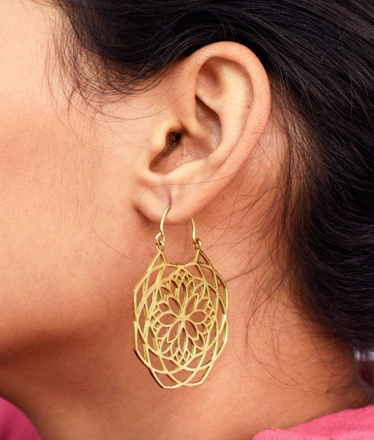 Filigree Flower Hoop Earrings