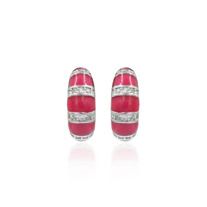 Enamel Dainty Silver Hoop Earrings