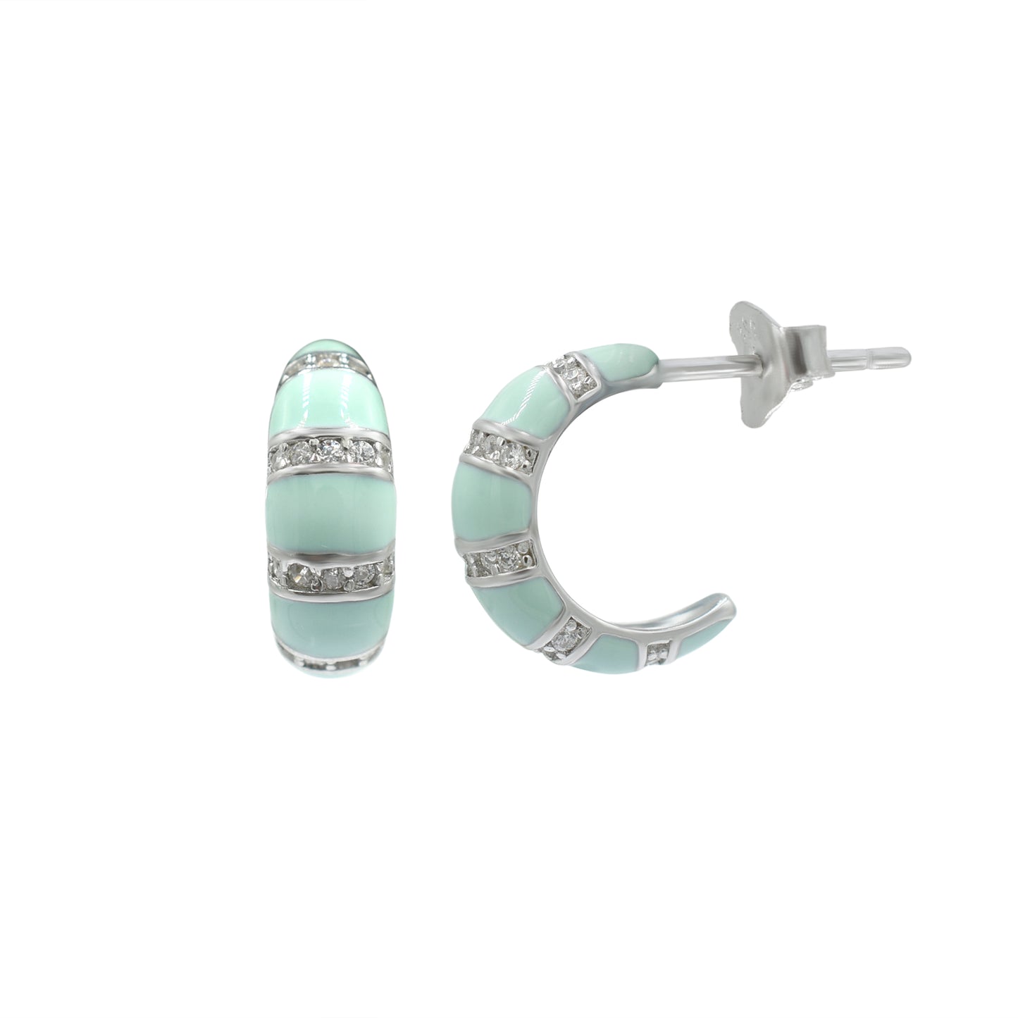 Enamel Dainty Silver Hoop Earrings