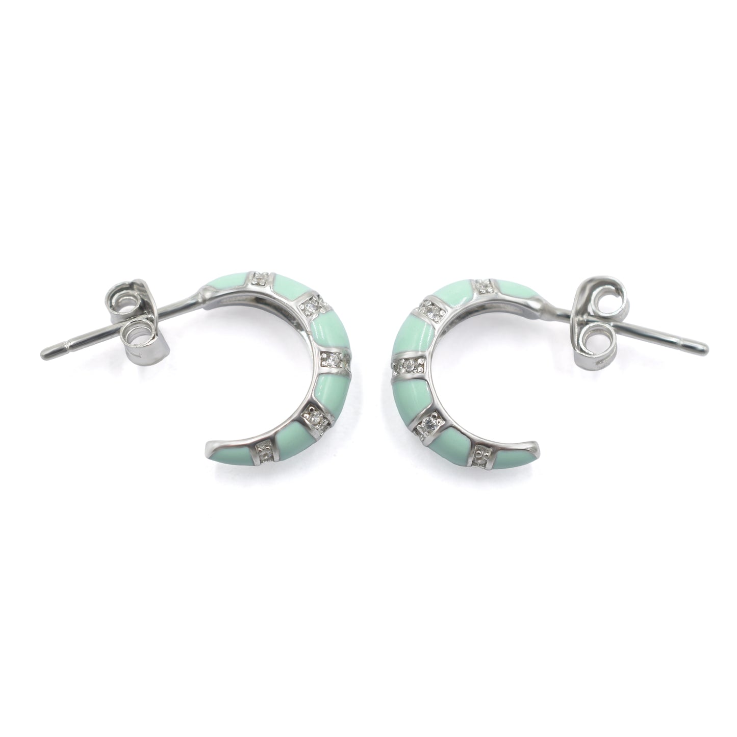 Enamel Dainty Silver Hoop Earrings