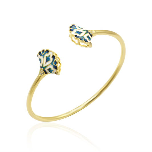 Twin Fan Enamel Cuff Bracelet