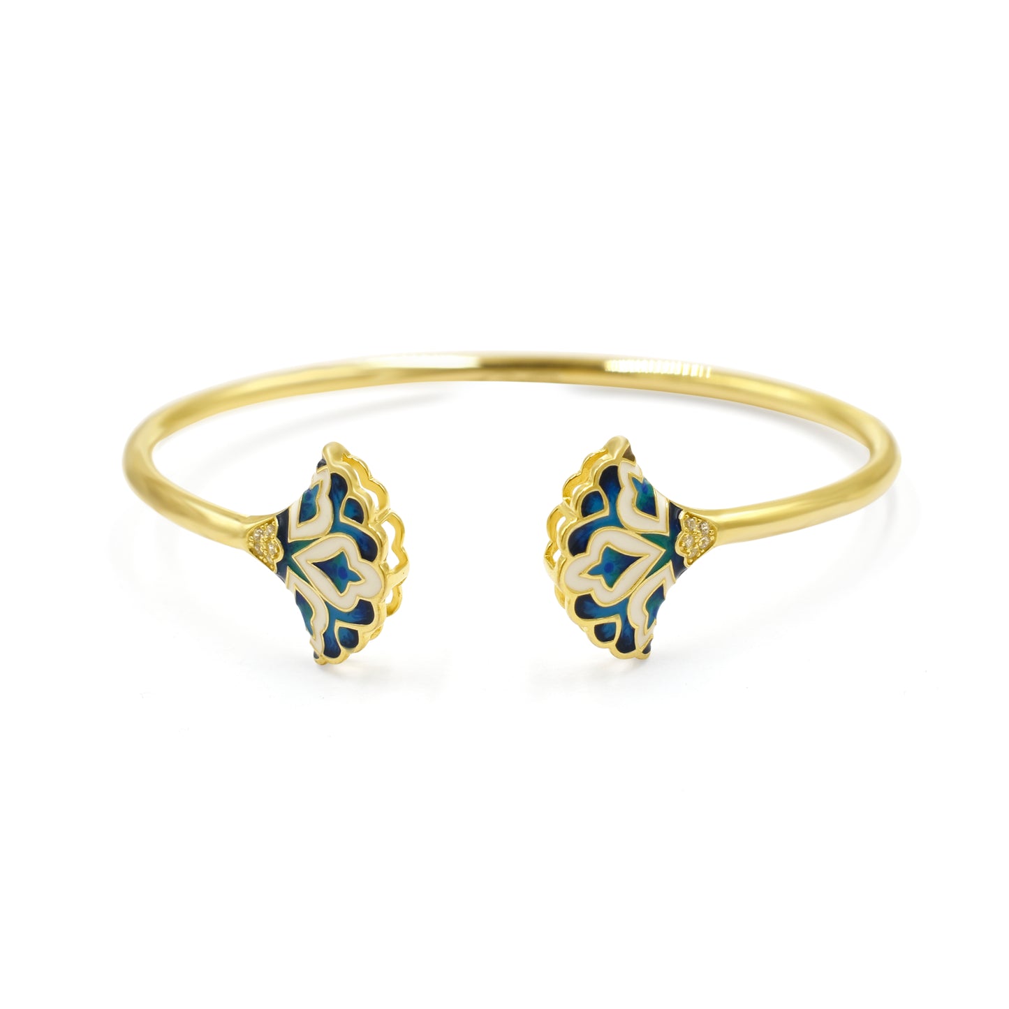 Twin Fan Enamel Cuff Bracelet