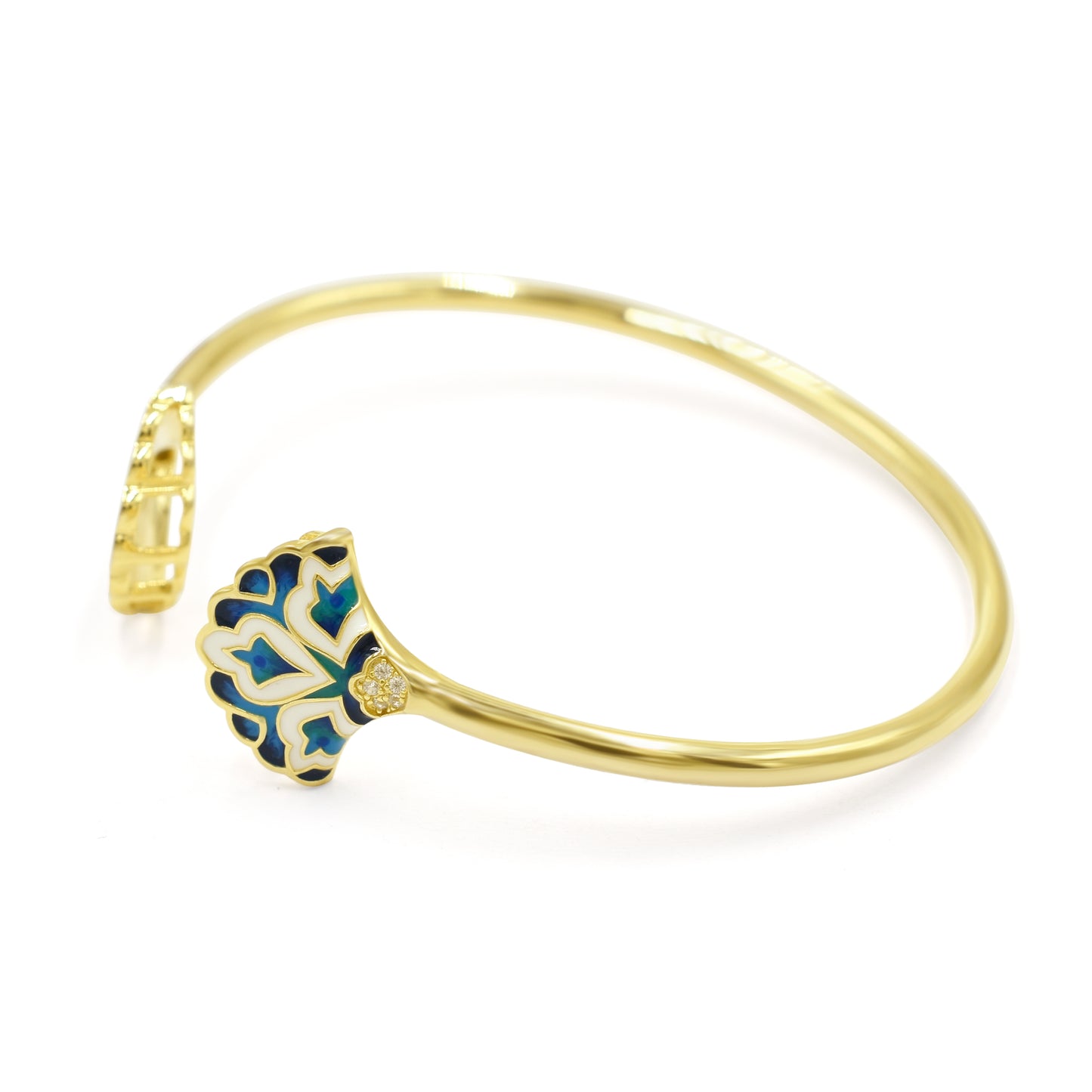 Twin Fan Enamel Cuff Bracelet