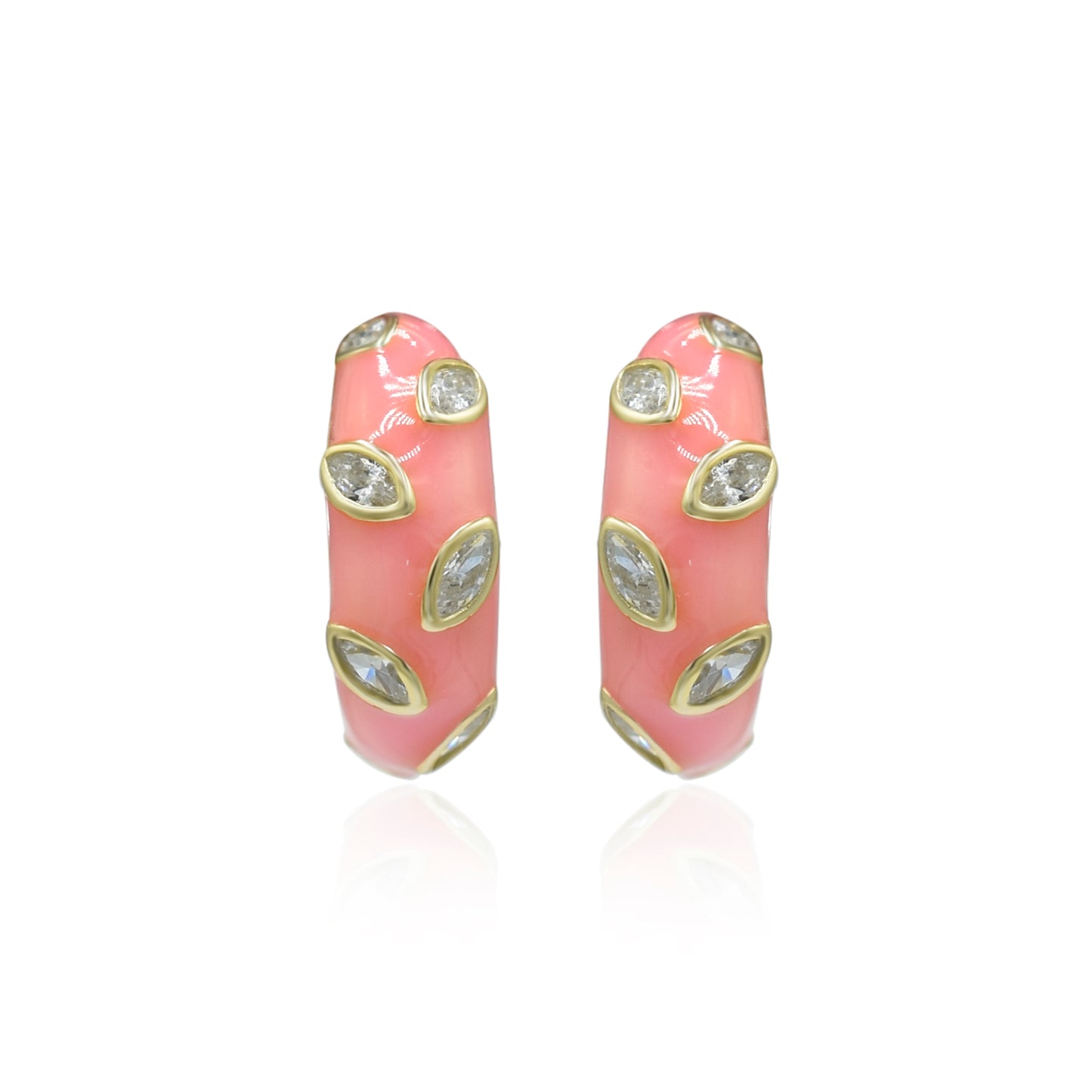 Pink Beauty Enamel Hoop Earrings