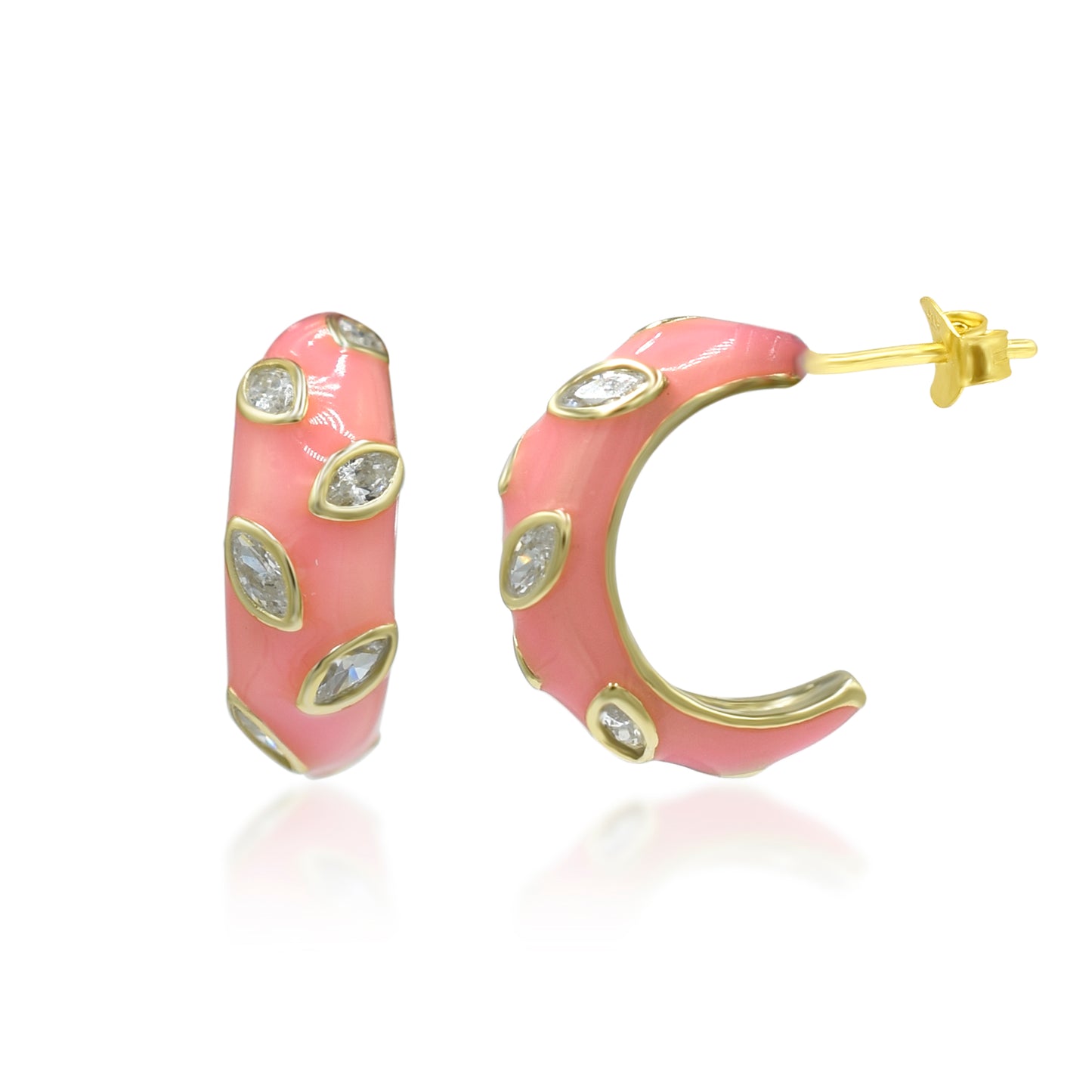 Pink Beauty Enamel Hoop Earrings