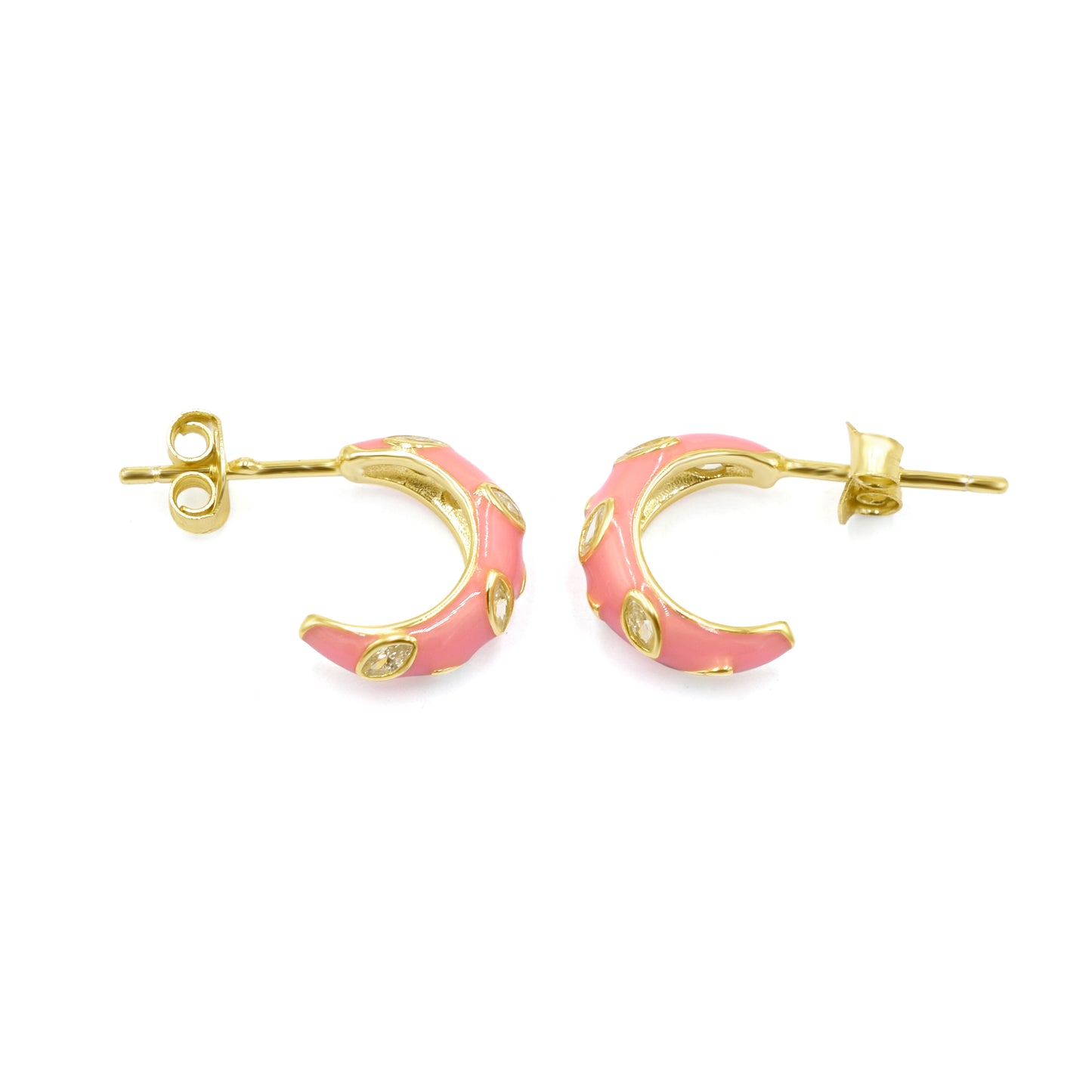 Pink Beauty Enamel Hoop Earrings