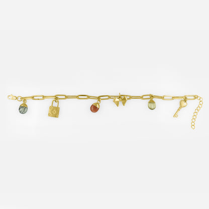Multi Gemstone Charms Bracelet