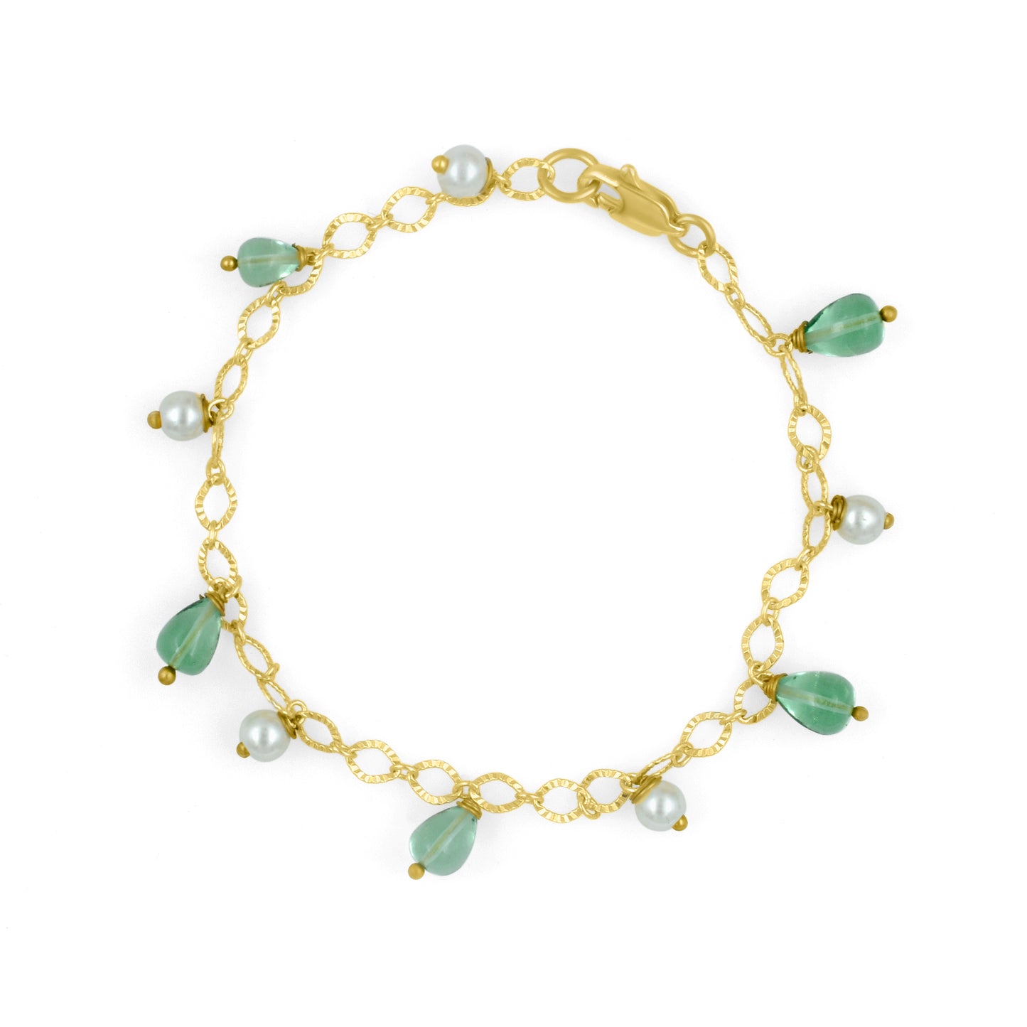 Green Apatite Pearl Drops Bracelet