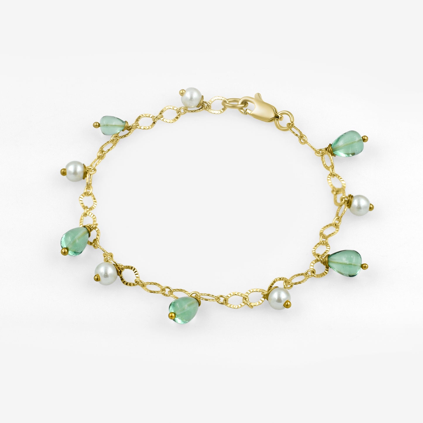 Green Apatite Pearl Drops Bracelet