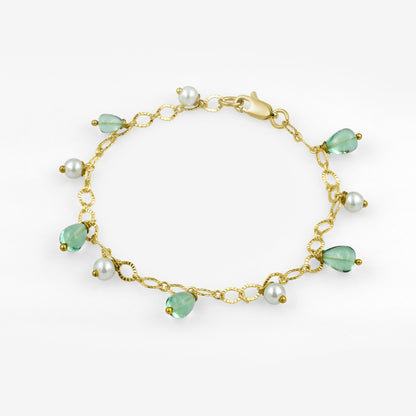 Green Apatite Pearl Drops Bracelet
