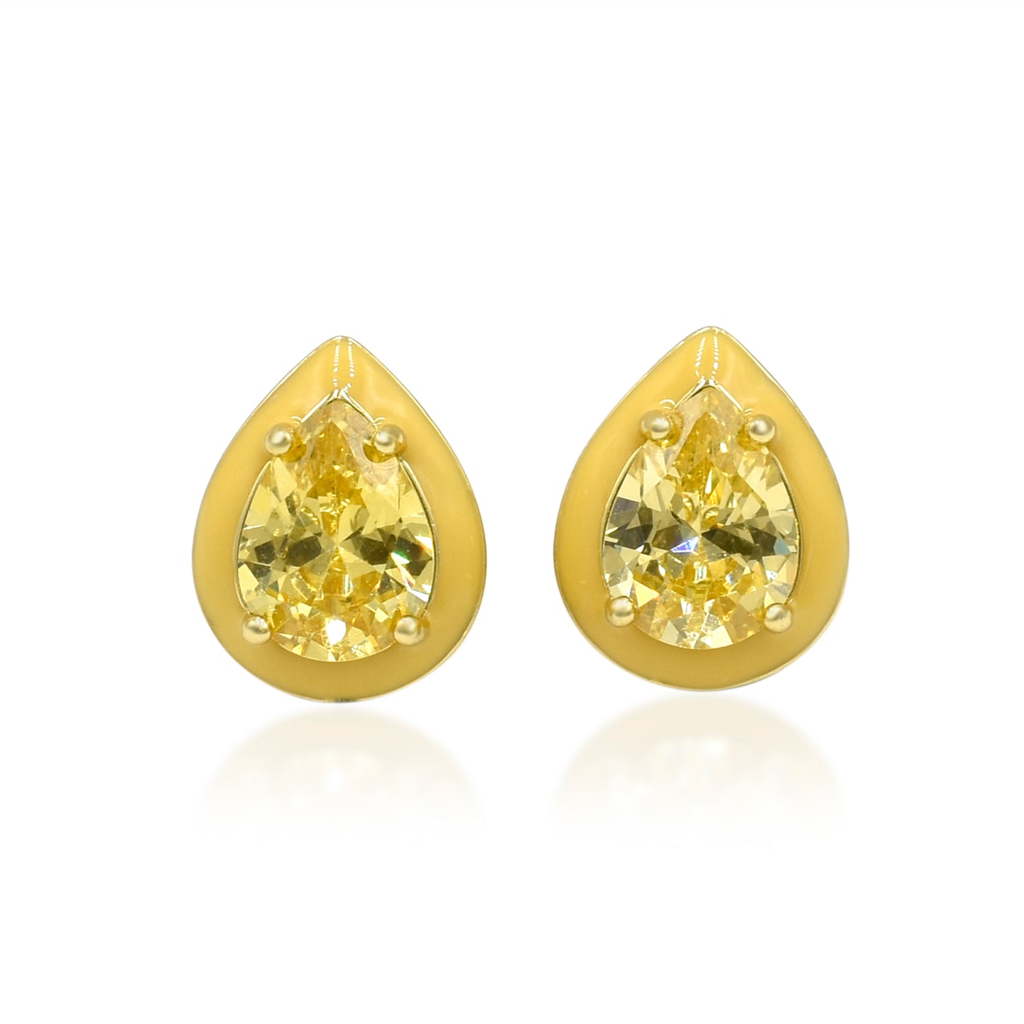 Zircon Drop Silver Stud Earrings