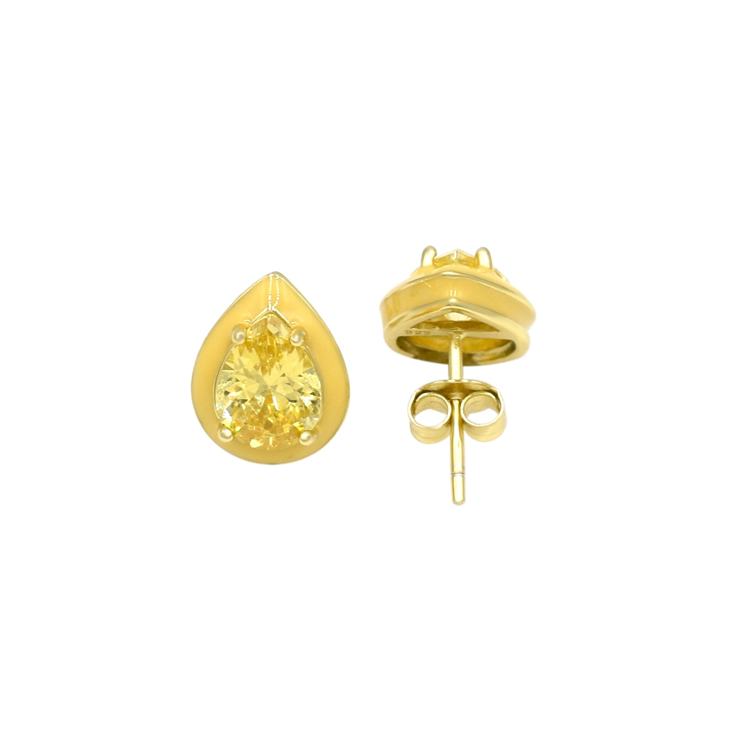 Zircon Drop Silver Stud Earrings