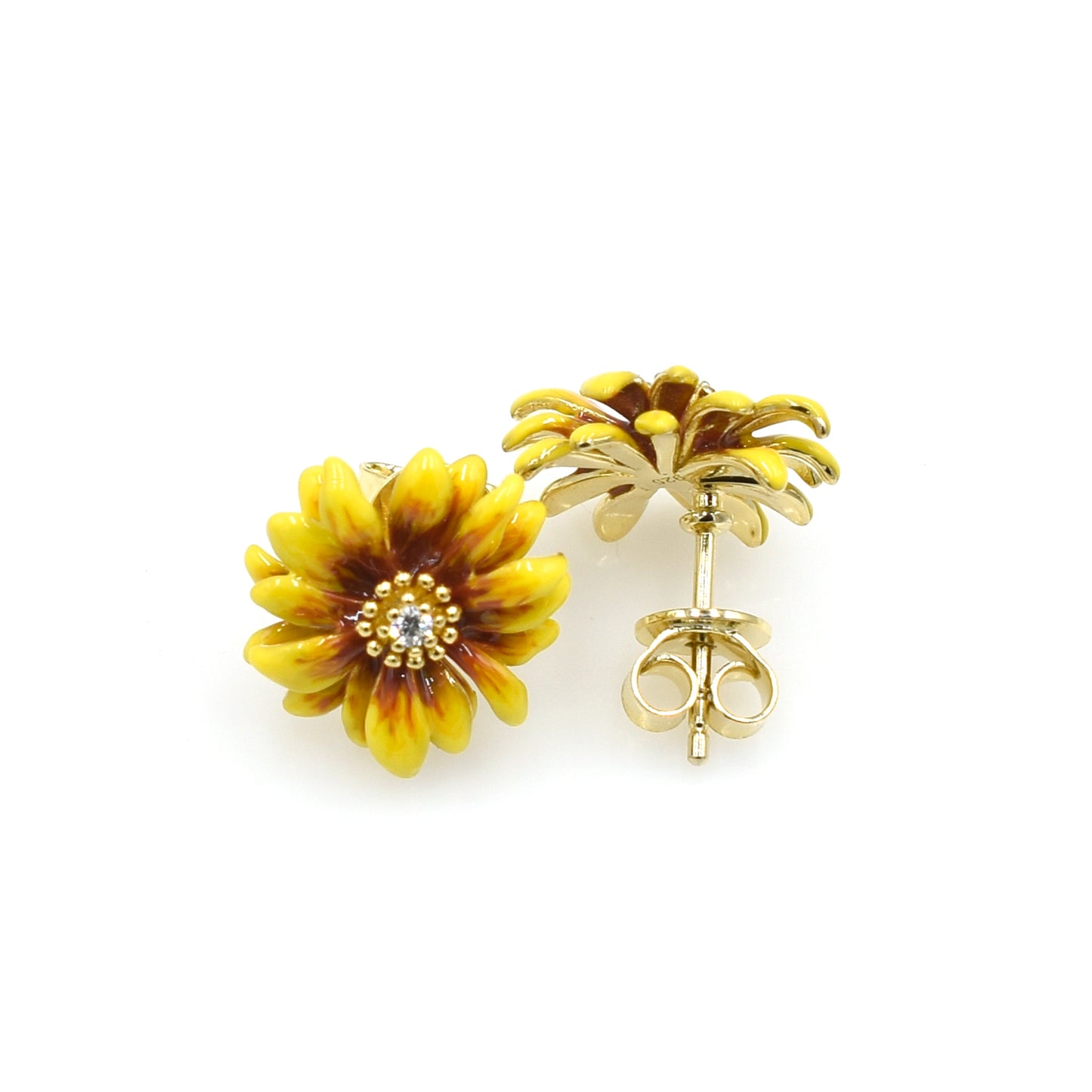 Dainty Sunflower Silver Pendant Set