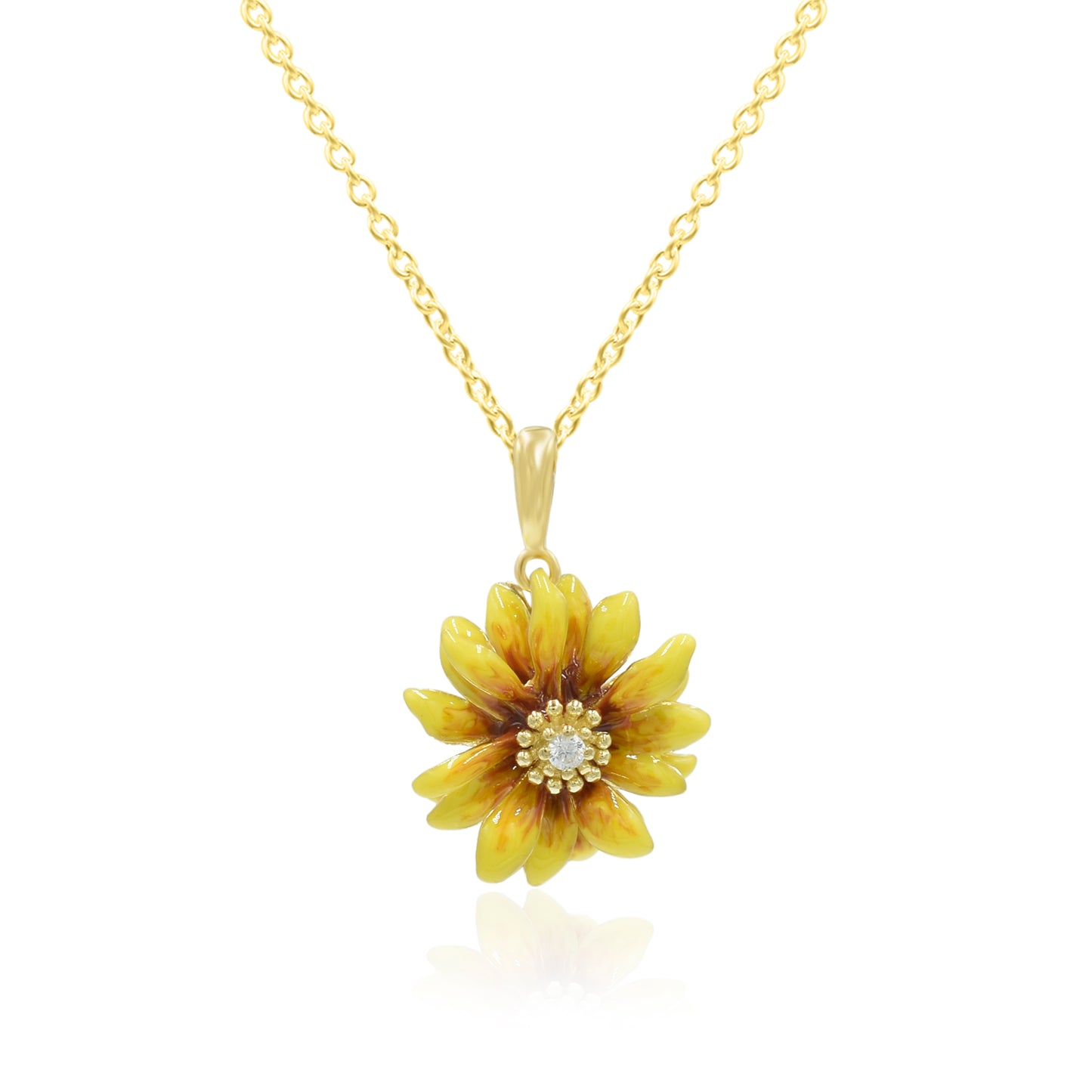 Dainty Sunflower Silver Pendant Set