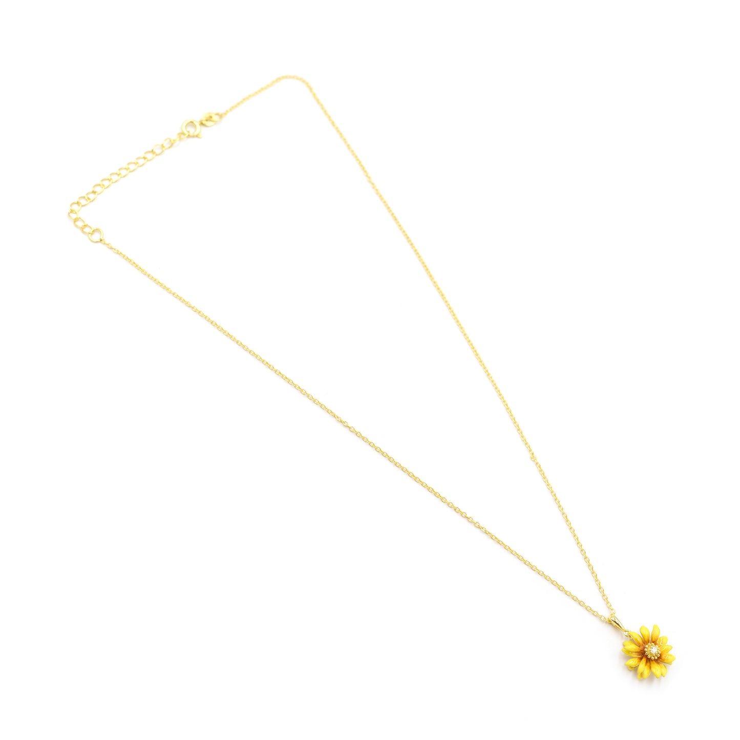 Dainty Sunflower Silver Pendant Set