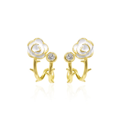 Floret Enamel Silver Stud Earrings