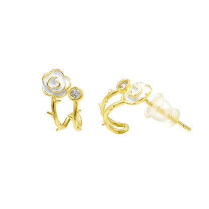 Floret Enamel Silver Stud Earrings