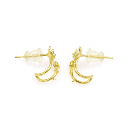 Floret Enamel Silver Stud Earrings