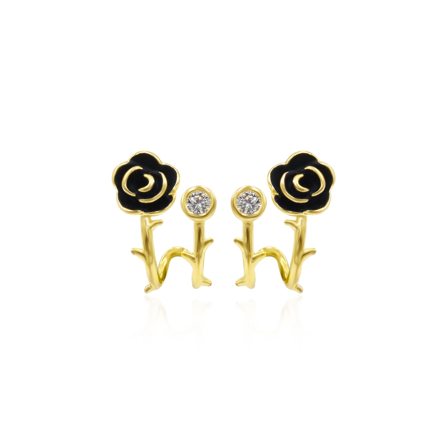 Floret Enamel Silver Stud Earrings