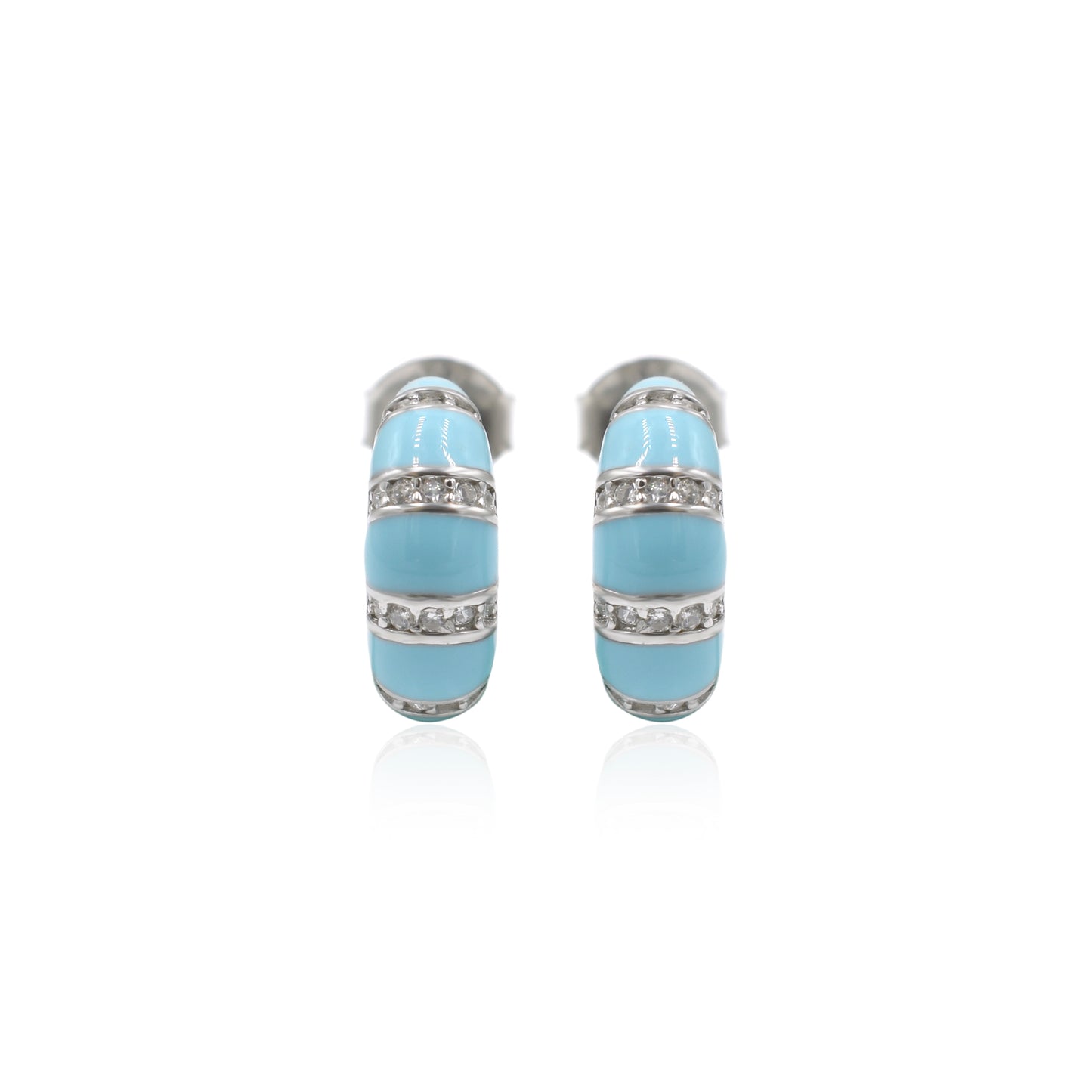 Enamel Dainty Silver Hoop Earrings