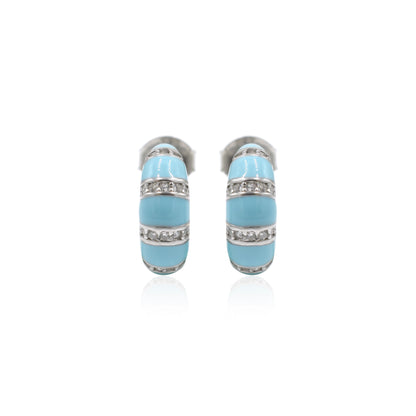 Enamel Dainty Silver Hoop Earrings
