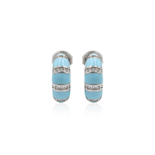 Enamel Dainty Silver Hoop Earrings