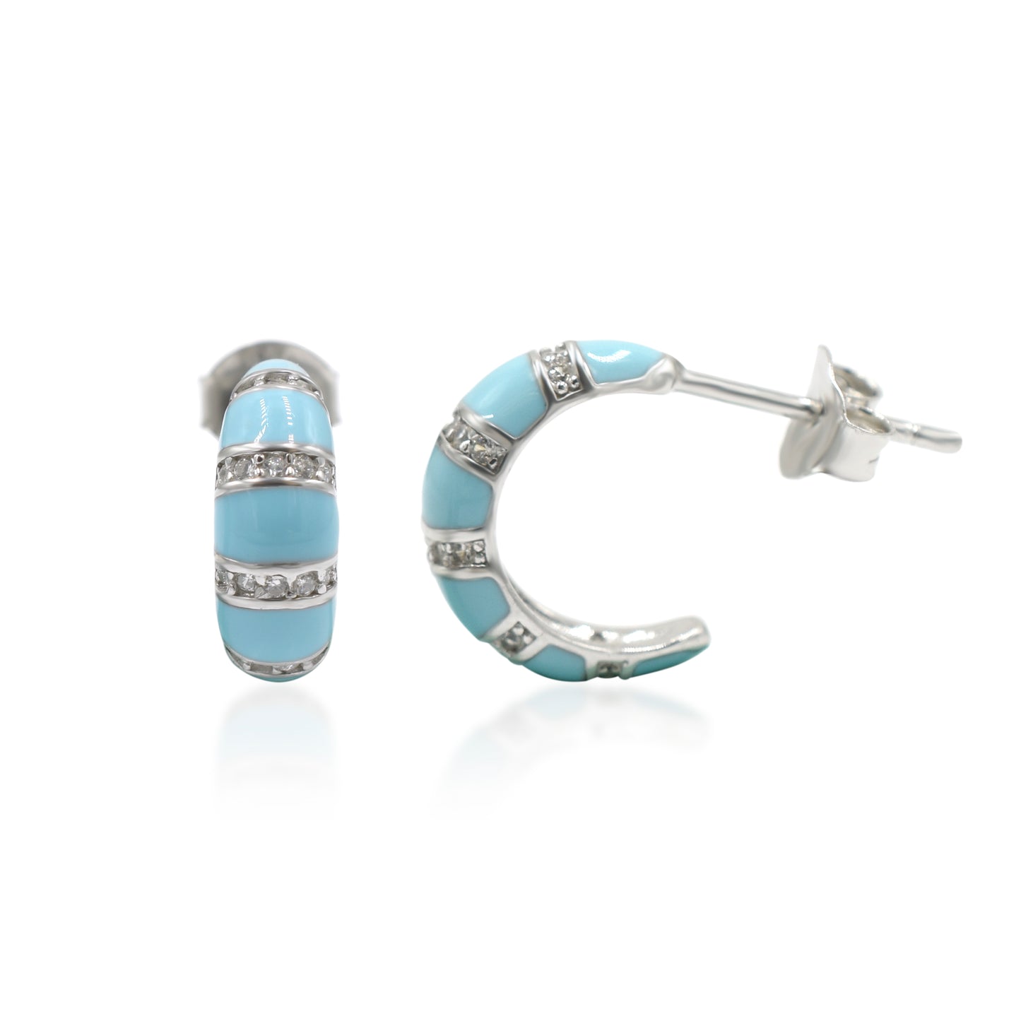 Enamel Dainty Silver Hoop Earrings